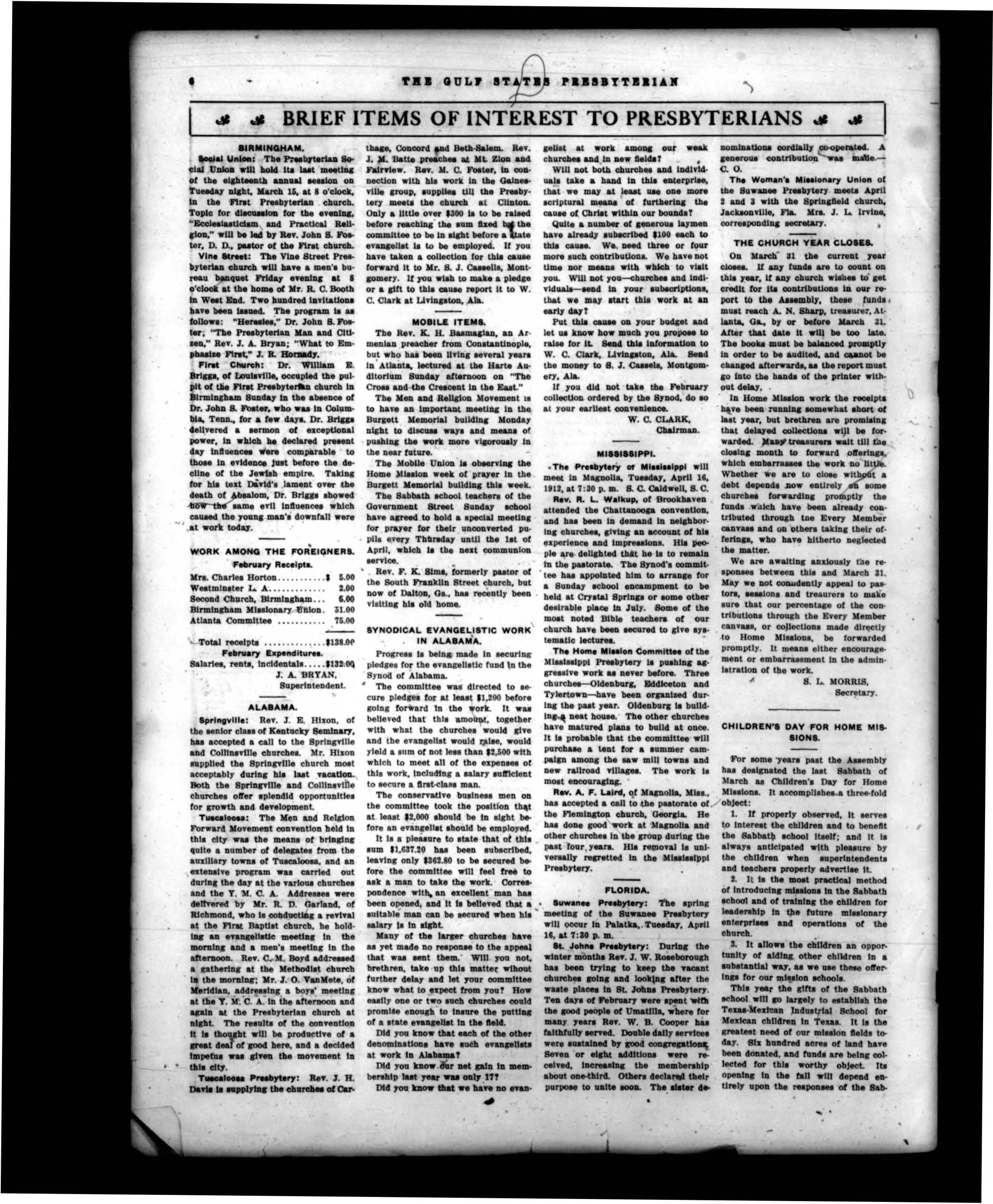 Bryan Speaks at Men's Bureau Banquet on 